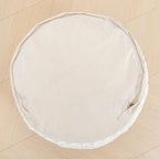 Asuprui Round Pouf Ottoman Stuffed Foot Stool Floor Pouf Chair for Living Room Bedroom Filled Boho Poof Foot Rest for Couch 20 Diameter x 12 Height Cream with Filler