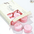 Unscented Tealights Candles for Valentine's Day, 5 Hours Long Burning Pink Pearled Tea Lights, Non-Paraffin, Smokeless, Votive Candles for Wedding, Baby Shower, 12pcs