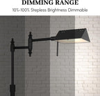 Dimmable Pharmacy Floor Lamp with Remote, 17W LED Reading Floor Lamp with 360°Swing Arm, 3 Color Temperature, Height Adjustable Black Standing Task Lamp for Living Room, Bedroom, Black