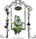 Bieye L12001 Frogs on a Swing Tiffany Style Stained Glass Accent Table Lamp for Home Décor