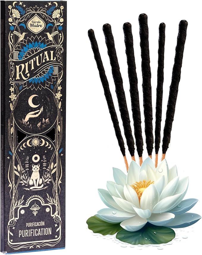 Ritual - Purification Incense Sticks, Purifying Comforting Aroma, 6 Sticks, 9 Inches Each, Natural Incense with Aromatic Concentrated Oil, Charcoal, Natural Binder & Salt - 1 Hour Burn Time