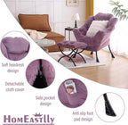 Lazy Chair with Ottoman, Large Purple Lounge Accent Chair with Ottoman and FA Throw Pillow, Comfy Plush Reading Chair for Living Room Bedroom Dorm Room Office Apartment Relaxing Use