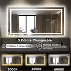 60"x28" LED Bathroom Mirrors for Wall, Front and Backlit Mirror, Anti-Fog Vanity Mirror with Lights, Stepless 3 Colors Dimmable Smart Lighted Mirror(Horizontal/Vertical)