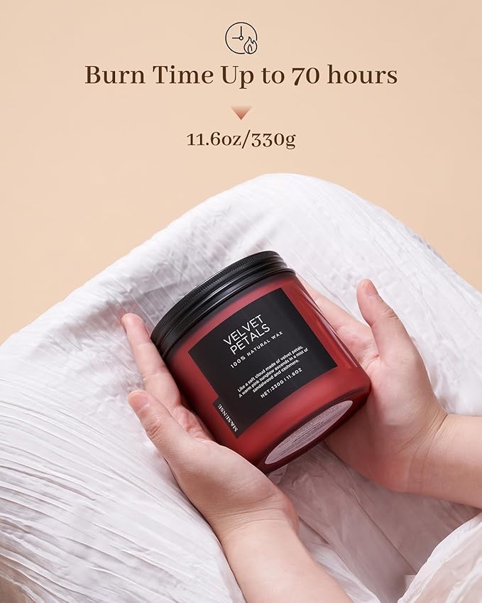 M&SENSE Sandalwood Rose Scented Candles for Home, 70 Hour Long Lasting 11.6oz Organic Natural Soy Wax Luxury Floral Scented Candle Gifts for Valentine's Day