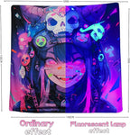 HOUHUANG Hanging paintings, blacklight tapestry, murals, and decorative paintings, fluorescent anime, cartoons, polyester material (59 "x 59") for families, bars, and outdoor parties (Halloween Girl)