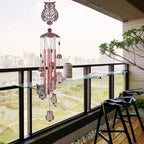 Owl Wind Chimes Outdoor Indoor Decor -with 4 Aluminum Tubes 6 Bells 7 Owls 37Inch Waterproof Mobile Romantic Wind Catcher Owl Windchimes for Home, Xmas Mom Gifts, Balcony, Festival, Garden Decoration