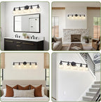 5-Light Bathroom Light Fixture Black Vanity Lights Over Mirror Modern Wall Sconce Farmhouse Vintage Bathroom Vanity Lighting with Glass Shade for Bedroom Hallway Cabinet Bathroom