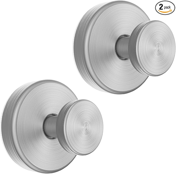Suction Cup Hooks for Door Wreaths, Vacuum Suction Wreath Hanger for Front Door Window Glass, Bath Robe Looafh Shower Hooks for Inside Shower - 2 Pack, Silver