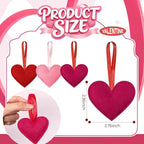 Syhood 12 Pcs Valentine's Day Felt Heart Ornaments Hanging Tree Decor for Wedding, Anniversary, Christmas Party Supplies, Winter Home Decorations(Pink. Red and Rose Red,Solid Color Style)