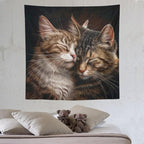 VUMIVI Cat Tapestry Adorable Animals Two Kittens Snuggling Together Vintage Print Realistic Design Tapestry Wall Hanging for Living Room Bedroom Dorm Classroom Aesthetic Decor W60xL60in