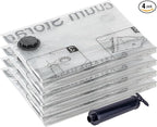 SUOCO 4 Jumbo XXL Vacuum Storage Bags, Space Saver Bags with Travel Hand Pump, Compression Airtight Sealer Bags for Clothes, Pillows, Comforters, Blankets