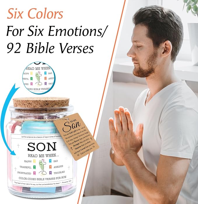 NewEleven Valentines Day Gifts For Son - Christian Easter Gifts for Young Men or Teen Boys - Meaningful Presents For Sons, Kids - Christian Gift For Sons From Mom, Dad - Bible Verse Jar