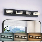 4-Light LED Black Vanity Lights for Bathroom Light Fixtures Adjust 3 Colors Modern Bath Lighing Over Mirror LED Vanity Light 27inch Acrylic Heads