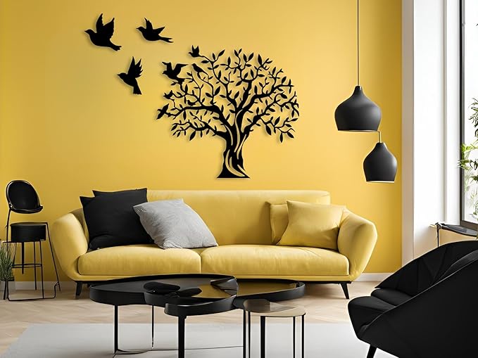 Vailla Tree of Life Wall Art Decor Set of 3 Wall Hanging Sculpture Modern Wall Home Decoration 3D Textured Sculptures for Living Room Bedroom Office Dinnig Room 3 Panels Family Tree Wall Hangings