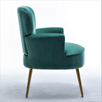 Trendy Velvet Accent Chair with Gold Metal Legs, Upholstered Armchair for Small to Mid-Size Spaces, Modern Living Room, Bedroom, Vanity Desk and Entryway, Mint Green