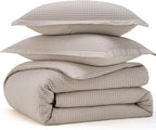 Bedsure Cotton Duvet Cover Set - 100% Cotton Waffle Weave Linen Duvet Cover Oversized King Size, GentleSoft™ and Breathable Bedding Set for All Season, 3 Pieces, 120"x98"