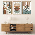 DRACIT Large Boho Mid century Wood Wall Art Set,Modern Geometric Leaves Artwork Bohemian Wall Sculptures,Abstract Minimalist Wooden Wall Decor for Living Room Bedroom Office-16 x24 x3