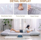 Bean Bag Chairs for Adults,Folding Sofa Bed,Floor Couch Bed, Foam Filling Fold Floor Mattress with Washable Soft Faux Fur Cover, Leisure Floor Couch for Bedroom Living Room(Grey, Double)