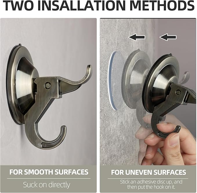 Antimbee Vintage Copper Suction Hooks - 10 Pack Reusable Hangers with Ultra-Thin Adhesive Disc for Smooth/Uneven Surfaces, Removable Large Suction Cups for Bathroom, Glass, Door, Windows, Kitchen