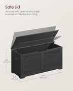 VASAGLE Storage Chest, Storage Bench with 2 Safety Hinges, Farmhouse Style, 15.7 x 39.4 x 18.1 Inches, for Entryway, Bedroom, Living Room, Charcoal Gray ULSB061B01