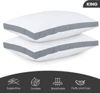 Utopia Bedding Bed Pillows for Sleeping King Size (Grey), Set of 2, Soft & Fluffy Pillow with Down Alternative Filling, Cooling, Hotel Quality, Gusseted Pillow for Back, Stomach or Side Sleepers