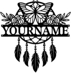 Personalized Dream Catcher Metal Wall Art - Custom Name Iron Sign for Home Decor, 8-30 Inch Black (Style E)