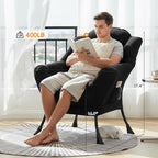 Lazy Chair for Living Room, Large Black Lounge Accent Chair with a Throw Pillow, Leisure Sofa Chair Set, Comfy Reading Chair for Bedroom, Dorm Room, Office