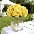 Kimura's Cabin 6pcs Yellow Fake Flowers Faux Hydrangea Flower Artificial Silk Hydrangeas Bouquets with Stems for Home Wedding Baby Shower Birthday Party Festive Decoration (Yellow)
