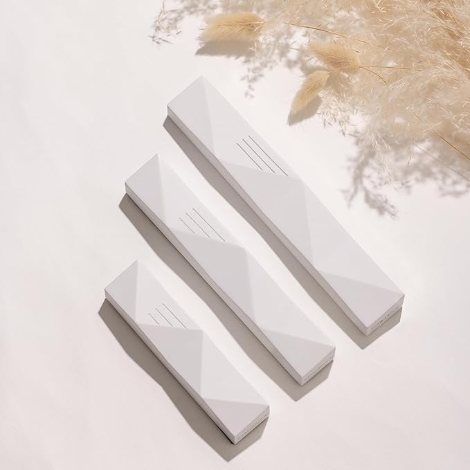 SURI Jewish Mezuzah for Door – 4 Inch White Concrete Mezuza Case with Printed Scroll, Fits a 3 Inch Mezuzzah Scroll, Self-Stick Adhesive, Gift Box Included