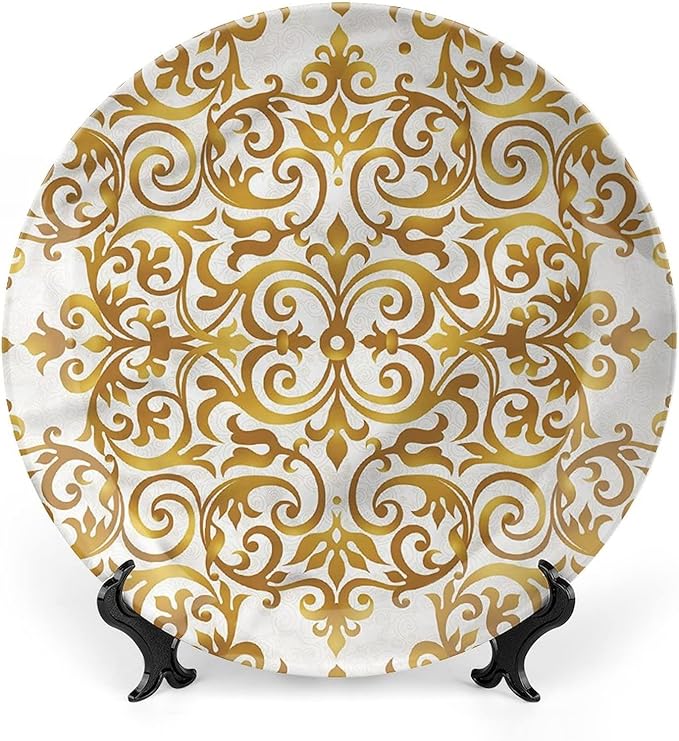 XISUNYA 6 Inch Decorative Plate, Victorian Round Porcelain, Victorian Lace Floral Print Ceramic Wall Hanging Decor Accessory for Dining Table Tabletop Home Decor, Muticolor