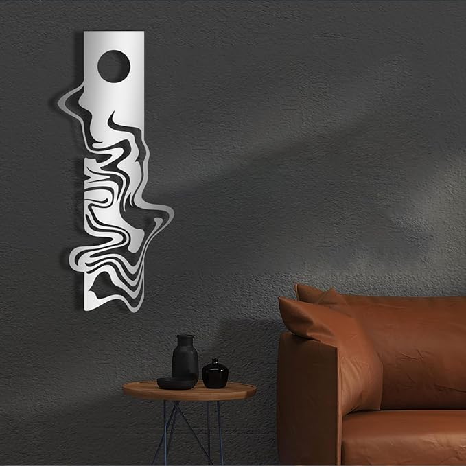 yumcake Modern Metal Wall Decor, Abstract Metal Wall Art, Modern Wall Decor, Abstract Wall Sculpture, Office Living Room Decor, Surprise Gift (Black, 41 x 17 inches / 105 x 44 cm)