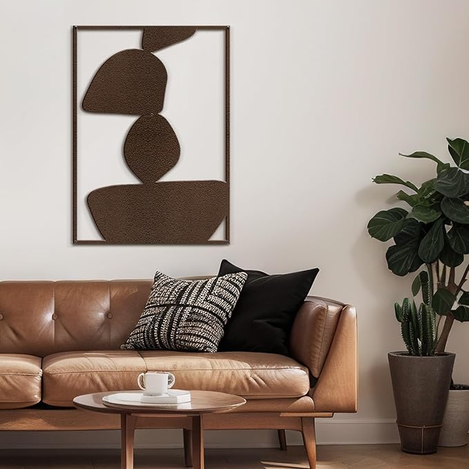 SIGNLEADER Metal Wall Art Decor Abstract Shapes Minimalist Modern Abstract Wall Sculpture Hangings Home Decoration for Living Room, Bedroom, Bathroom, Kitchen, Outdoor - 30" Bronze