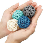 Patelai 72 Pcs Wicker Rattan Balls Decorative Balls for Vase Centerpiece Bowls Orbs Filler for Spring Summer Craft Home Decor, 4 Sizes(Dark Blue, Sky Blue, Gray, White)