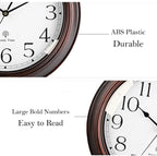 Atomic Wall Clock 10 Inch, Silent Non-Ticking Vintage Clock Battery Operated Classic Analog Decorative for Kitchen, Living Room, Office, Bedroom, Bathroom (Bronze)