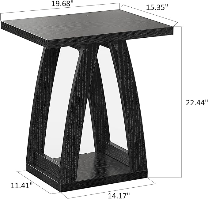 End Tables Living Room, Side Table Beside Sofa, Nightstand for Bedroom, Couch Side Table with Shelf, Modern End Table for Living Room, Black End Table Set of 2