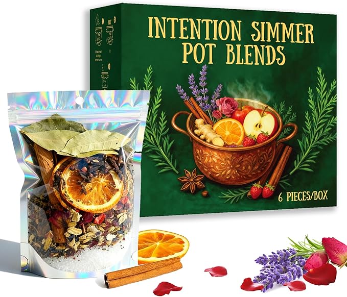 Intention Simmer Pot Blends, Simmer Pot for Stove Potpourri, Reiki-Infused Simmer Pot Potpourri Kit for Cozy Home Aroma, Meditation & Ritual Spaces-6pcs/set (Abundance)
