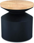 Carlotta Side Table, Patterned Wood Top, 304 Stainless Steel Base, Plated Satin Brass, Commercial Grade Quality (18" x 18"x 18.25)