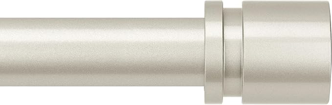 Curtain Rods for Windows 16 to 48 or 60 Inches Max Adjustable Length 1 Inch Diameter Window Curtain Rod with Aluminium End Cap, Brushed Nickel