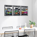 Novatique Street Graffiti Wall Art Banksy Canvas Wall Art Modern Pop Art Wall Decor Street Art Poster Framed Ready to Hang for Bedroom Office,12" x 16" x 3Pcs