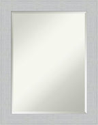Amanti Art White Wall Mirror 28x22 Shiplap White Rectangle Bathroom Mirror for Wall Decor Living Room, Medium Cottage Wood Frame, Hangs Horizonally and Vertically, Bathroom Decor, Beveled Edge