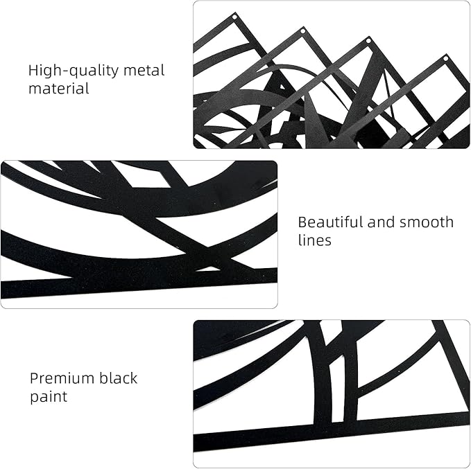 4 Pieces Black Abstract Metal Wall Art, Modern Minimalist Matte Wall Decor, 3D Textured Wall Sculptures, Black and White Wall Art for Living Room Bedroom Bathroom Study Office (15.7 x 10.6inch) (Abstract)