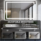 48"x30" LED Bathroom Mirror with Front & Backlit, Anti-Fog, Dimmable, Plugin/Hardwired, Shatterproof & Corrosion Proof, Wall Mount, Modern Style