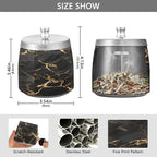 Black Gold Marble Textures Ashtray with Lid, Outdoor Ashtrays for Patio, Stainless Steel Ashtray Odorless Smokeless for Home Office Balcony