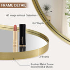 Gold Oval Mirror, 17"x30" Oval Bathroom Mirror, Brushed Gold Mirror with Aluminium Alloy Frame, Anti-Rust, Tempered Glass