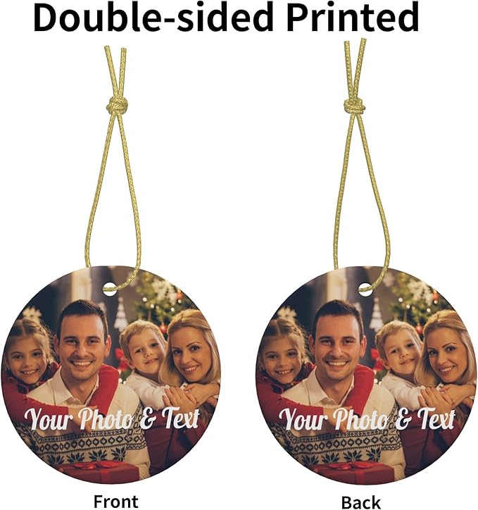 Personalized Ceramic Christmas Ornaments 2025 Custom Photo Ornaments for Christmas Tree, Customized Picture Ornaments, Wedding, Engagement, Family Keepsake, Hanging Ceramic Xmas Ornament