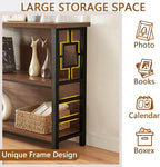 HOMISSUE Book Shelf, 3 Tier Small Bookshelf with Storage, Engineered Wood and Metal Shelf Bookcase, Low Short Bookcases for Small Space, Living Room, Bedroom, Office, Rustic Brown
