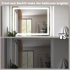 40"x32" LED Bathroom Mirrors for Wall, Front and Backlit Mirror, Anti-Fog Vanity Mirror with Lights, Stepless 3 Colors Dimmable Lighted Mirror(Horizontal/Vertical)