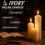 36 Pcs Ivory Pillar Candles Bulk Set，3 Different Lengths 2 x 3/6/8 Inch (12 Each)，Hurricane Candles，Dripless Unscented Smokeless，Gives You a Better Atmosphere When Organizing an Event Party.
