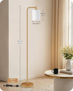 Dimmable Floor Lamp for Living Room with Remote and Foot Switch, Modern Standing, Corner Lamp,10W Bulb 3 Color Temperatures, for Bedroom, Office, Corner, ETL Listed, Gold and White DCW19LD05