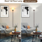 Floor Lamp, LED Standing Lamps with White Plastic Shade, Corner Floor Lights for Living Room Bedroom, Rotary Switch, Bulb not Included, Brown